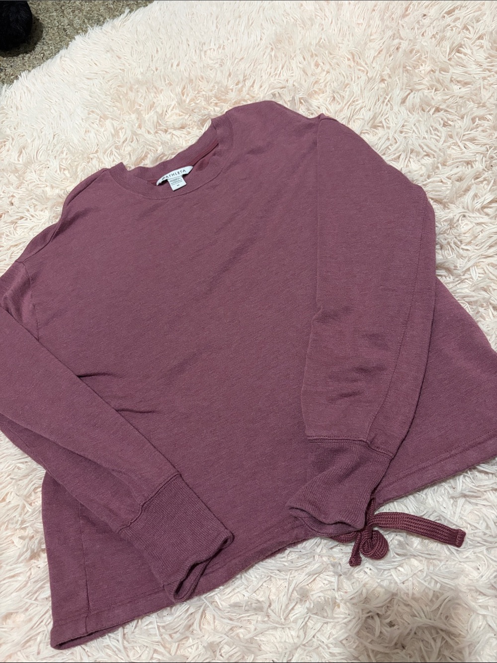Athleta Mauve Tie-Hem Crewneck Sweatshirt